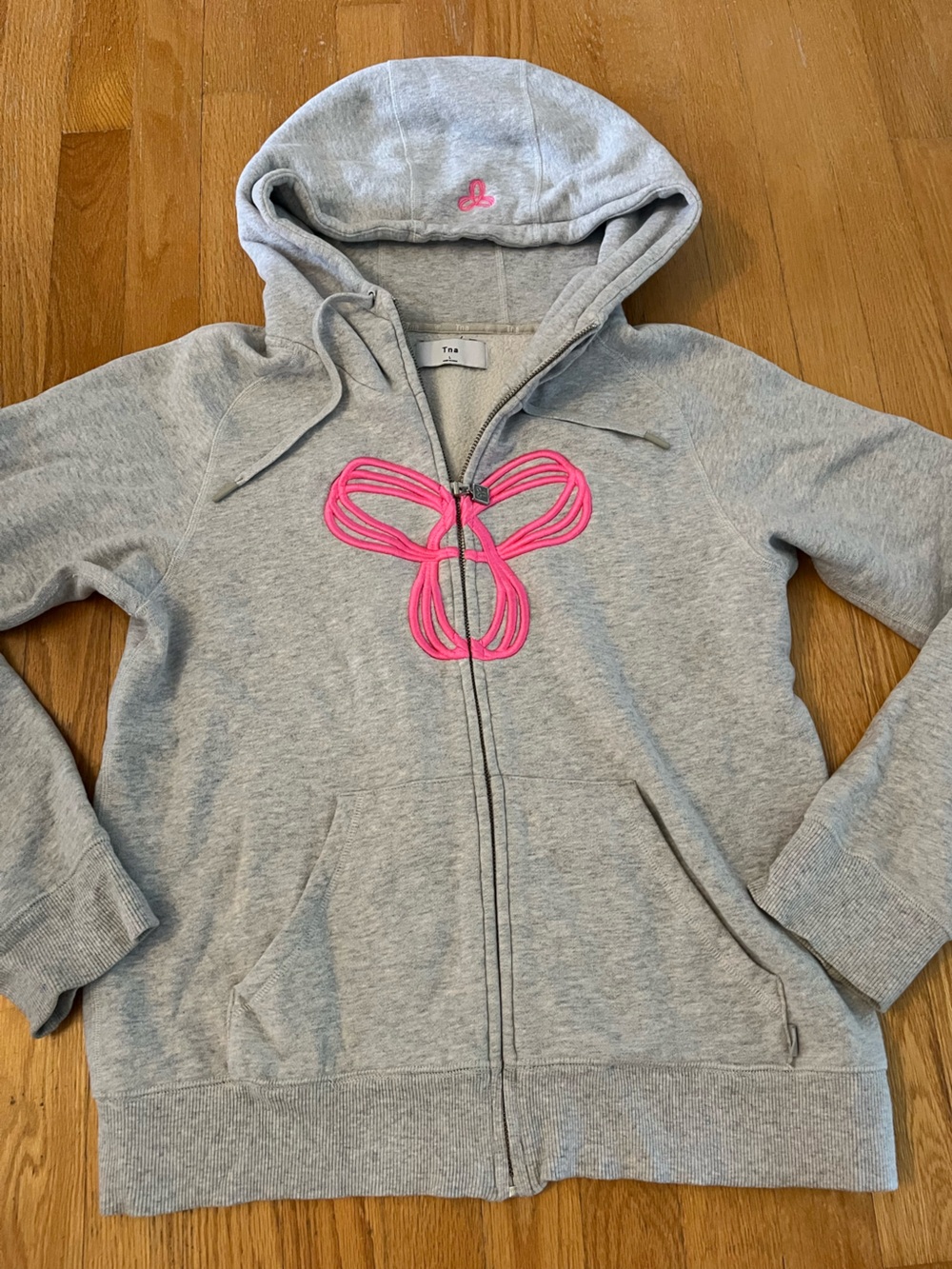 TNA Gray Hoodie with Hot Pink Logo
